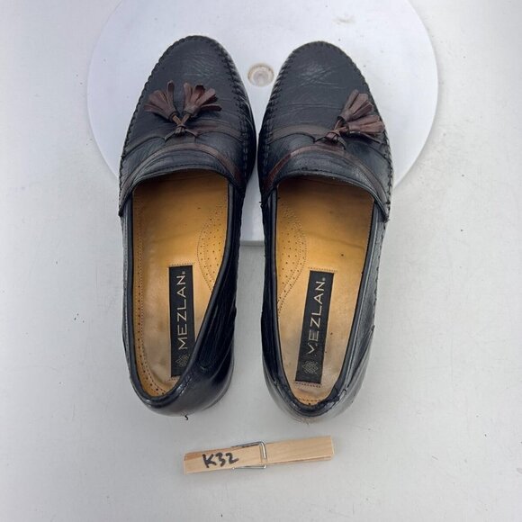 Mezlan Rodeo Men Size 9.5 M Fringe Tassel Loafer Dress Shoes Black Leather